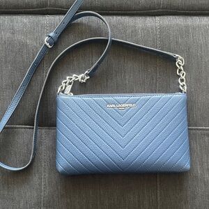 Karl Lagerfeld Blue Chevron Crossbody Bag